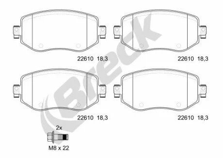 Колодки гальмівні (передні) Renault Megane IV 15- BRECK 226100070100