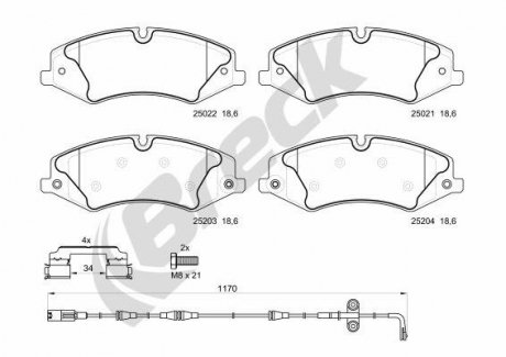 Тормозные колодки, дисковые BRECK 25022 00 553 00