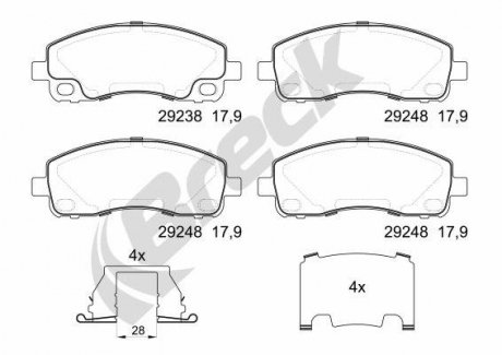 Колодки гальмівні MITSUBISHI T. CANTER 35/55 01- BRECK 292380070300 (фото 1)