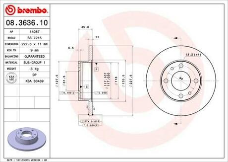 Тормозной диск BREMBO 08.3636.10 (фото 1)