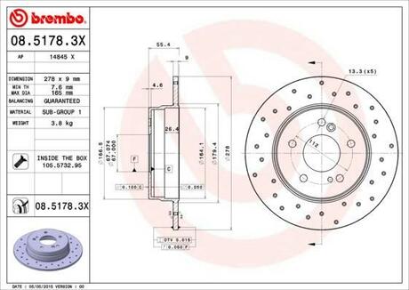 Гальмівні диски BREMBO 08.5178.3X (фото 1)