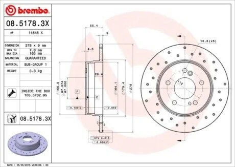 Тормозные диски BREMBO 08.5178.3X