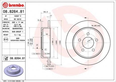Тормозной диск BREMBO 08.8264.81 (фото 1)