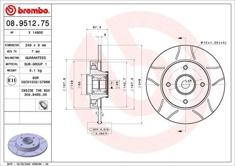 Tarcza ham. tył CITROËN C4 Coupe (LA_) 11/04-12/13 / CITROËN C4 I (LC_) 11/0 BREMBO 08951275