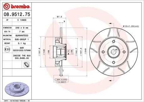 Tarcza ham. tył CITROËN C4 Coupe (LA_) 11/04-12/13 / CITROËN C4 I (LC_) 11/0 BREMBO 08951275