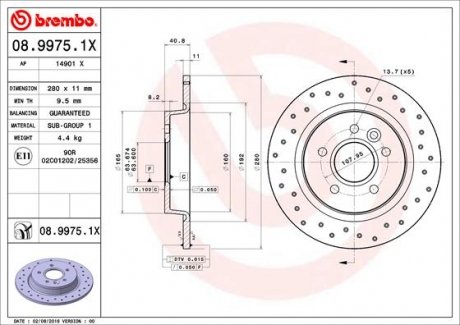Тормозные диски BREMBO 08.9975.1X (фото 1)