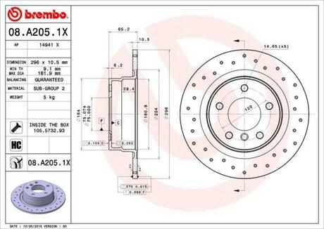 Гальмівні диски BREMBO 08.A205.1X (фото 1)