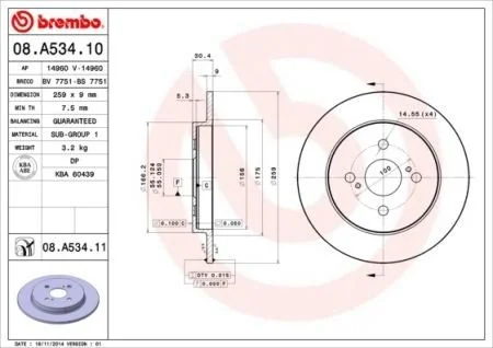 Гальмівні диски IQ (_J1_), 11.08-12. BREMBO 08.A534.11