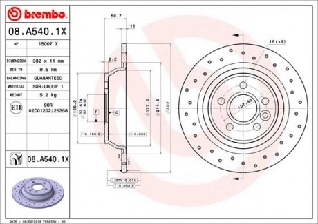 Тормозные диски BREMBO 08.A540.1X