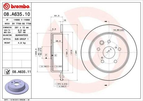 Гальмiвний диск BREMBO 08.A635.11 (фото 1)
