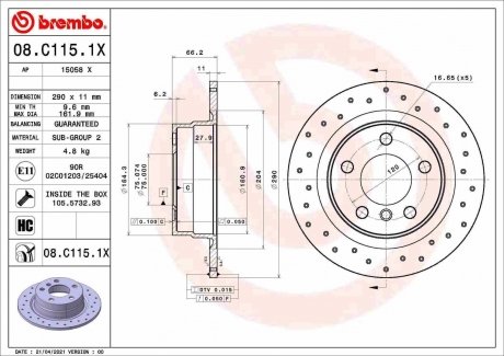 Гальмівні диски BREMBO 08.C115.1X (фото 1)