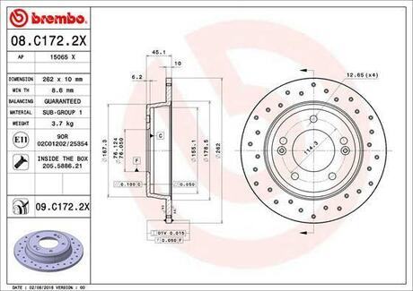 Гальмівні диски BREMBO 08.C172.2X (фото 1)
