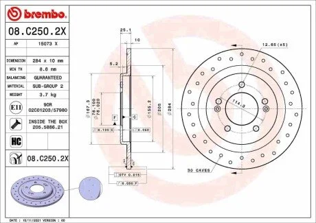 Tarcza ham. tył HYUNDAI BREMBO 08C2502X