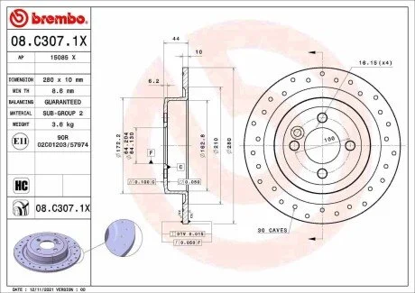 Tarcza ham. BREMBO 08C3071X