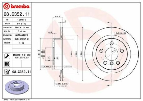 Тормозной диск BREMBO 08.C352.11