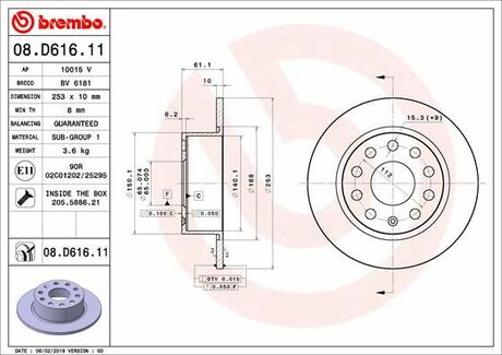 Тормозной диск BREMBO 08.D616.11