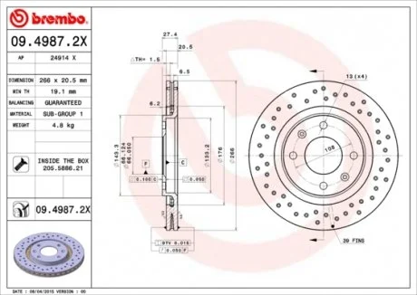 Гальмівні диски BREMBO 09.4987.2X