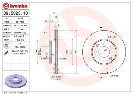 Гальмiвний диск BREMBO 09.5023.10
