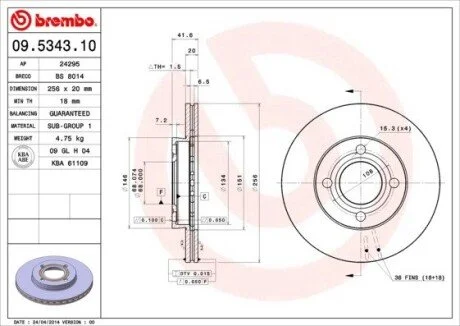 Гальмівний диск BREMBO 09534310