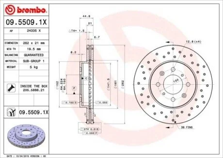 Тормозные диски BREMBO 09.5509.1X