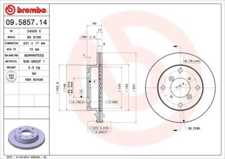 Гальмівний диск BREMBO 09.5857.14