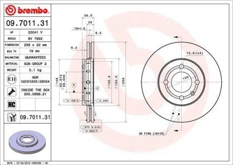 Тормозной диск BREMBO 09.7011.31