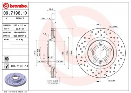 Тормозные диски BREMBO 09.7196.1X