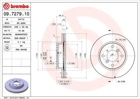 Гальмівний диск BREMBO 09.7279.10
