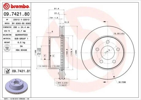 Автозапчасть BREMBO 09742181