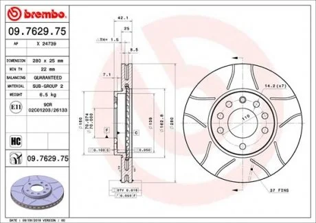 Тормозные диски BREMBO 09.7629.75