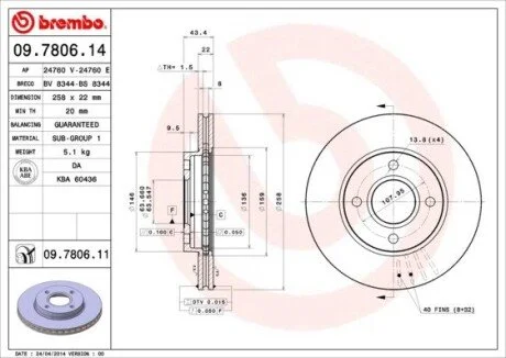 Гальмiвний диск BREMBO 09.7806.14