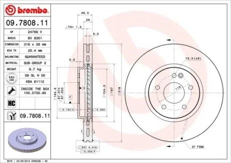 Гальмівний диск BREMBO 09780811