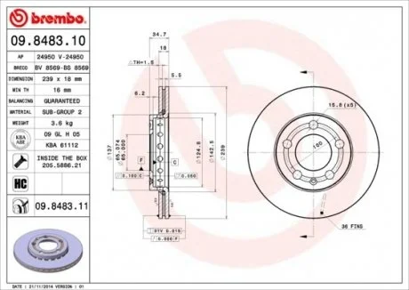 Гальмівний диск Painted disk BREMBO 09.8483.11
