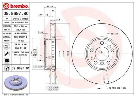 Тормозной диск Painted disk BREMBO 09.8697.81 (фото 1)