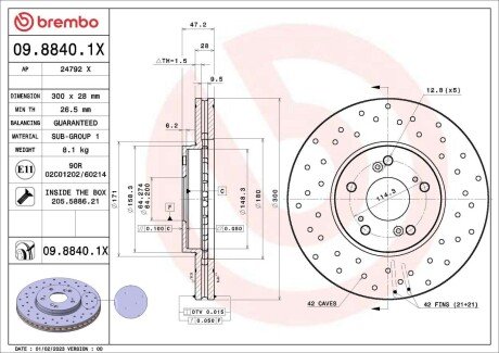 TARCZA HAM PRZOD 300X28 V XTRA BREMBO 0988401X