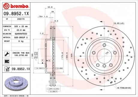 Тормозные диски BREMBO 09.8952.1X