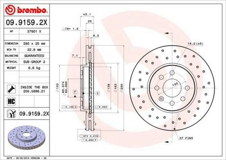 Гальмівні диски BREMBO 09.9159.2X