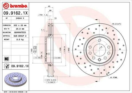 Гальмівні диски BREMBO 09.9162.1X (фото 1)