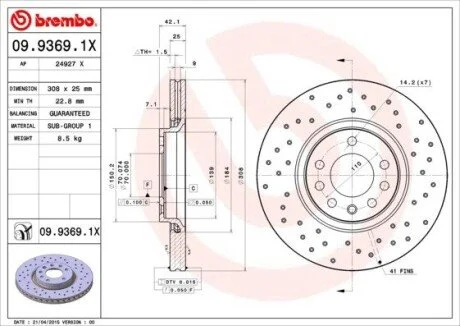 Тормозные диски BREMBO 09.9369.1X