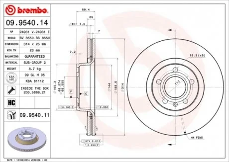 Гальмiвний диск BREMBO 09.9540.11