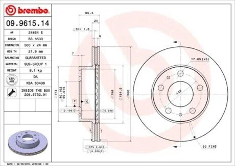 Гальмiвнi диски BREMBO 09961514