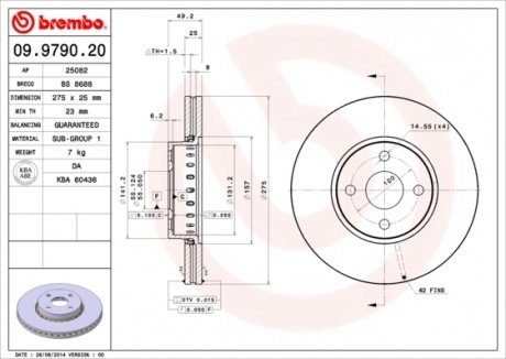 Гальмівний диск BREMBO 09.9790.20 (фото 1)
