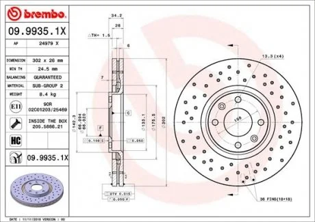Тормозные диски BREMBO 09.9935.1X