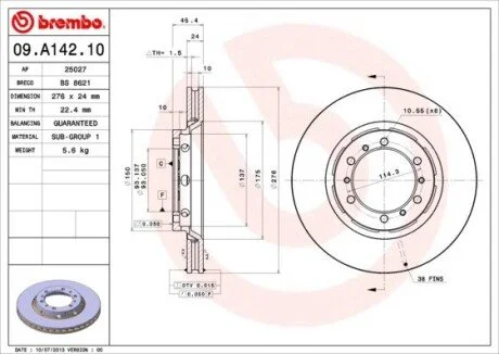 Гальмівний диск BREMBO 09A14210
