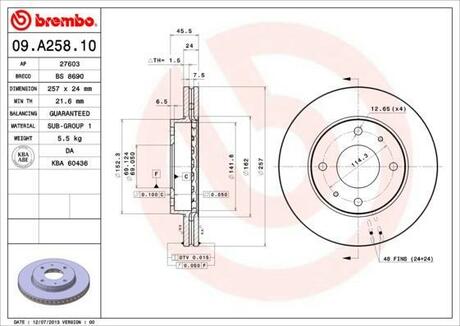 Тормозной диск BREMBO 09.A258.10