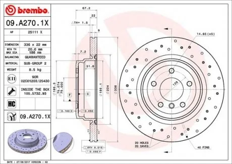 Тормозные диски BREMBO 09.A270.1X