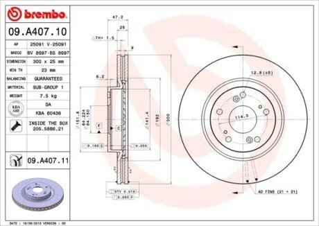Гальмiвний диск BREMBO 09.A407.10