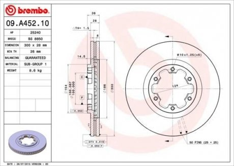 Гальмівний диск BREMBO 09A45210
