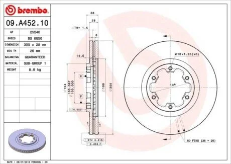 Гальмівний диск BREMBO 09A45210