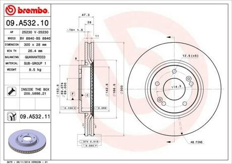 Тормозной диск BREMBO 09.A532.10